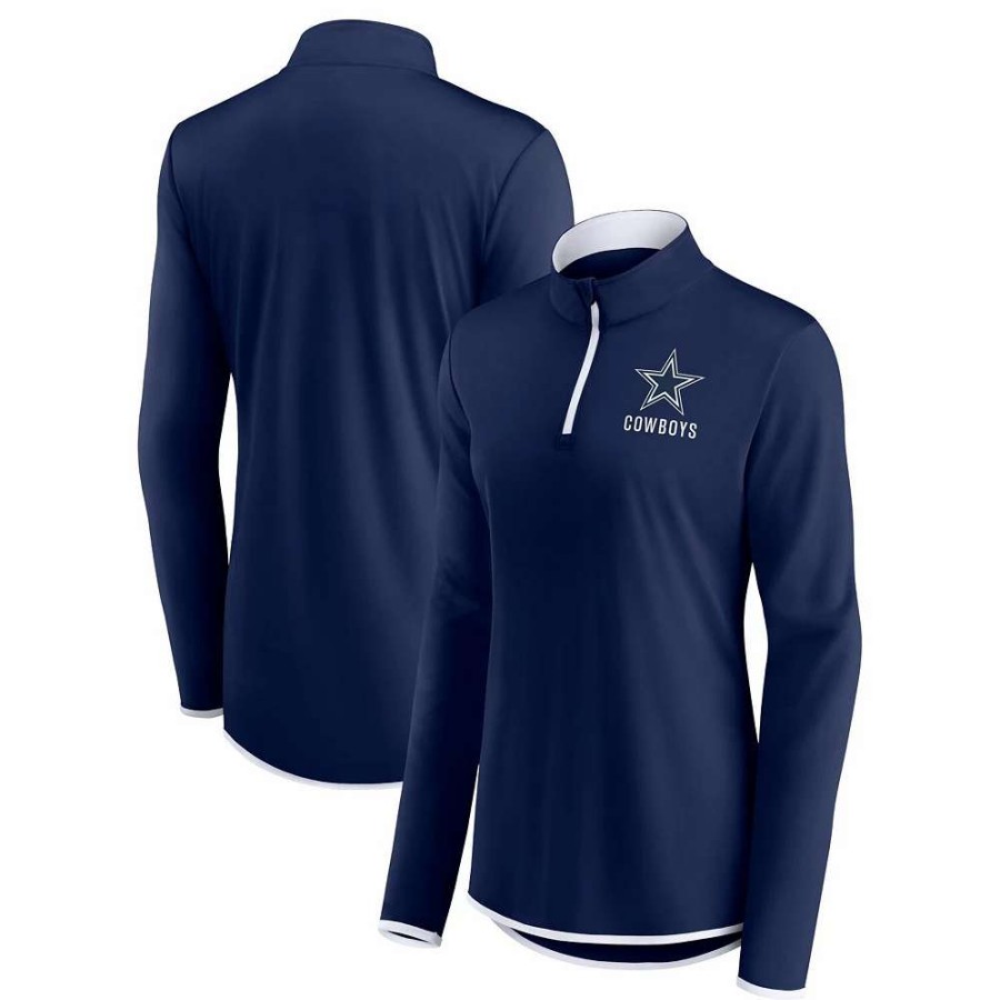 Outerwear * | Women'S Fanatics Branded Navy Dallas Cowboys Worth The Drive Quarter-Zip Top