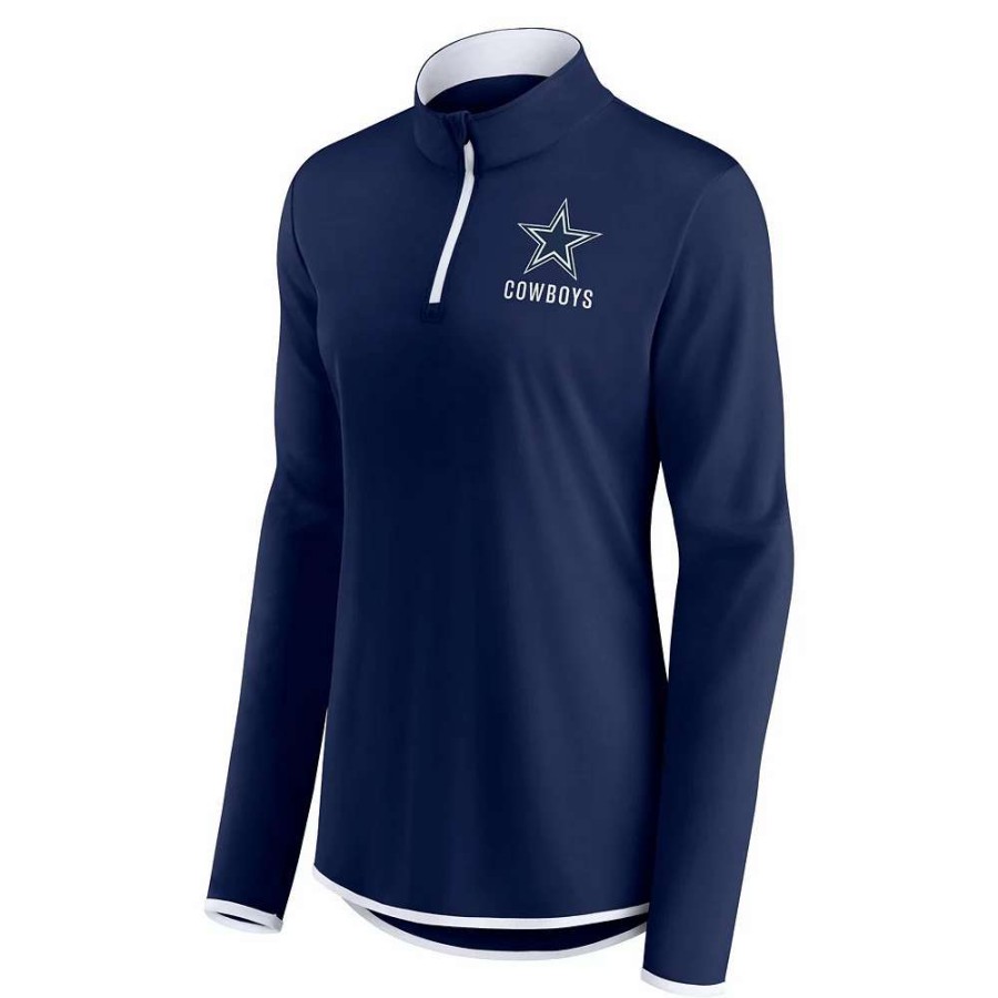 Outerwear * | Women'S Fanatics Branded Navy Dallas Cowboys Worth The Drive Quarter-Zip Top