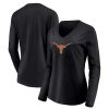 Tops * | Women'S Fanatics Branded Black Texas Longhorns Primary Logo Long Sleeve V-Neck T-Shirt