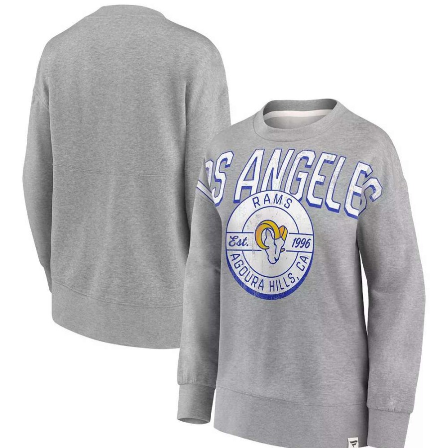 Tops * | Women'S Fanatics Branded Heathered Gray Los Angeles Rams Jump Distribution Tri-Blend Pullover Sweatshirt