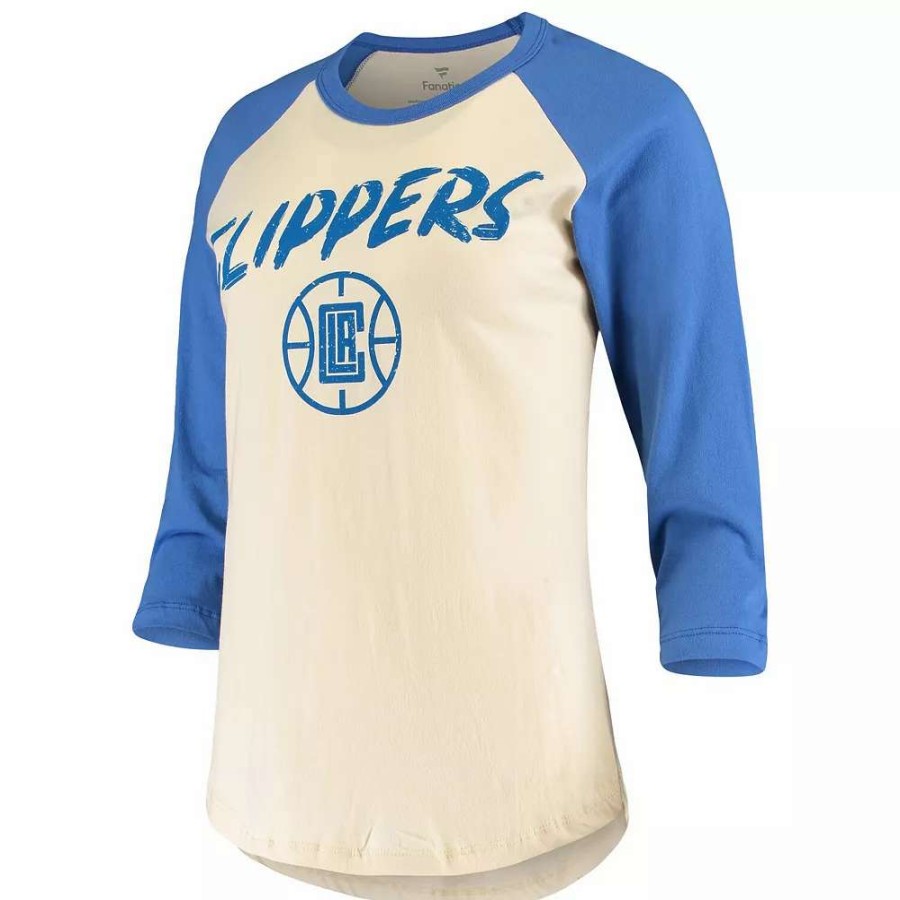 Tops * | Women'S Fanatics Branded Kawhi Leonard Cream La Clippers Raglan 3/4 Sleeve T-Shirt