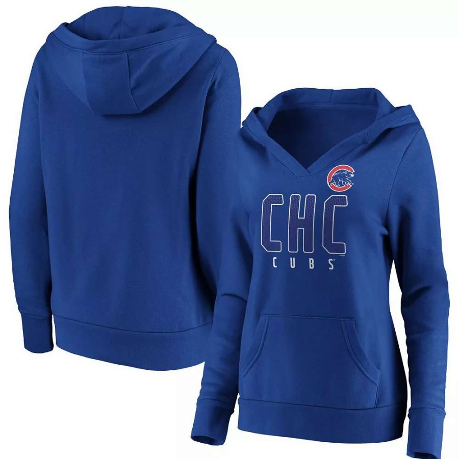 Tops * | Women'S Fanatics Branded Royal Chicago Cubs Scoreboard V-Neck Pullover Hoodie