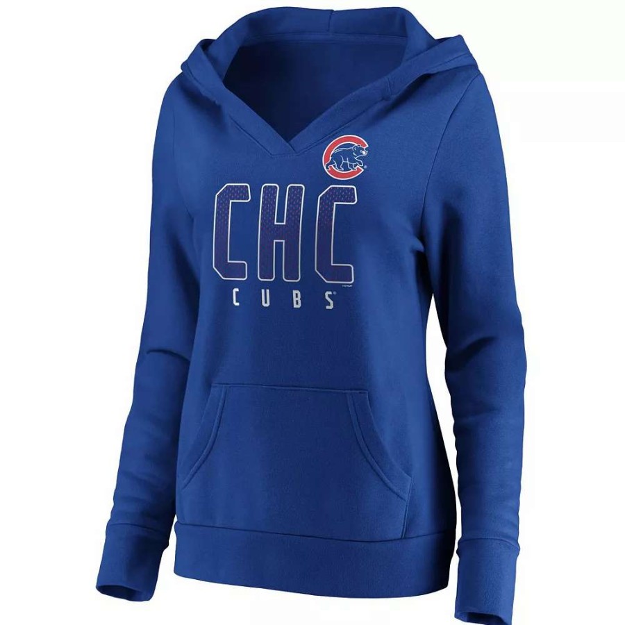 Tops * | Women'S Fanatics Branded Royal Chicago Cubs Scoreboard V-Neck Pullover Hoodie