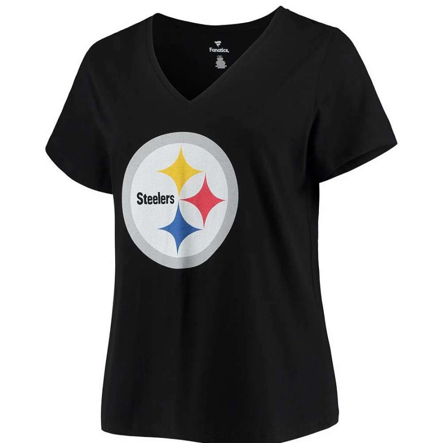 Tops * | Women'S Fanatics Branded Chase Claypool Black Pittsburgh Steelers Plus Size Name & Number V-Neck T-Shirt