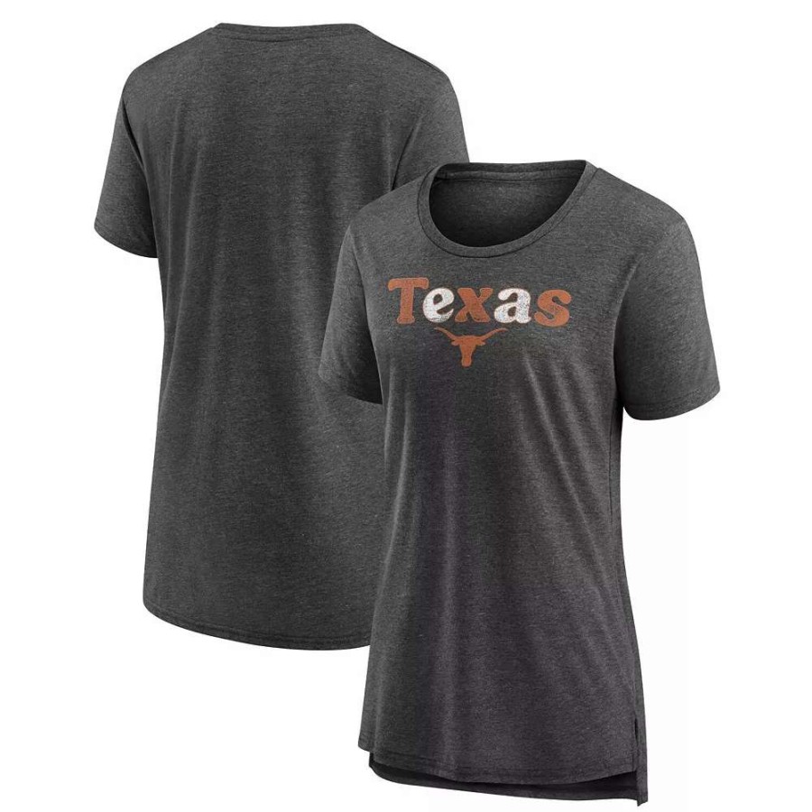 Tops * | Women'S Fanatics Branded Heathered Charcoal Texas Longhorns Breakneck Speed Tri-Blend T-Shirt