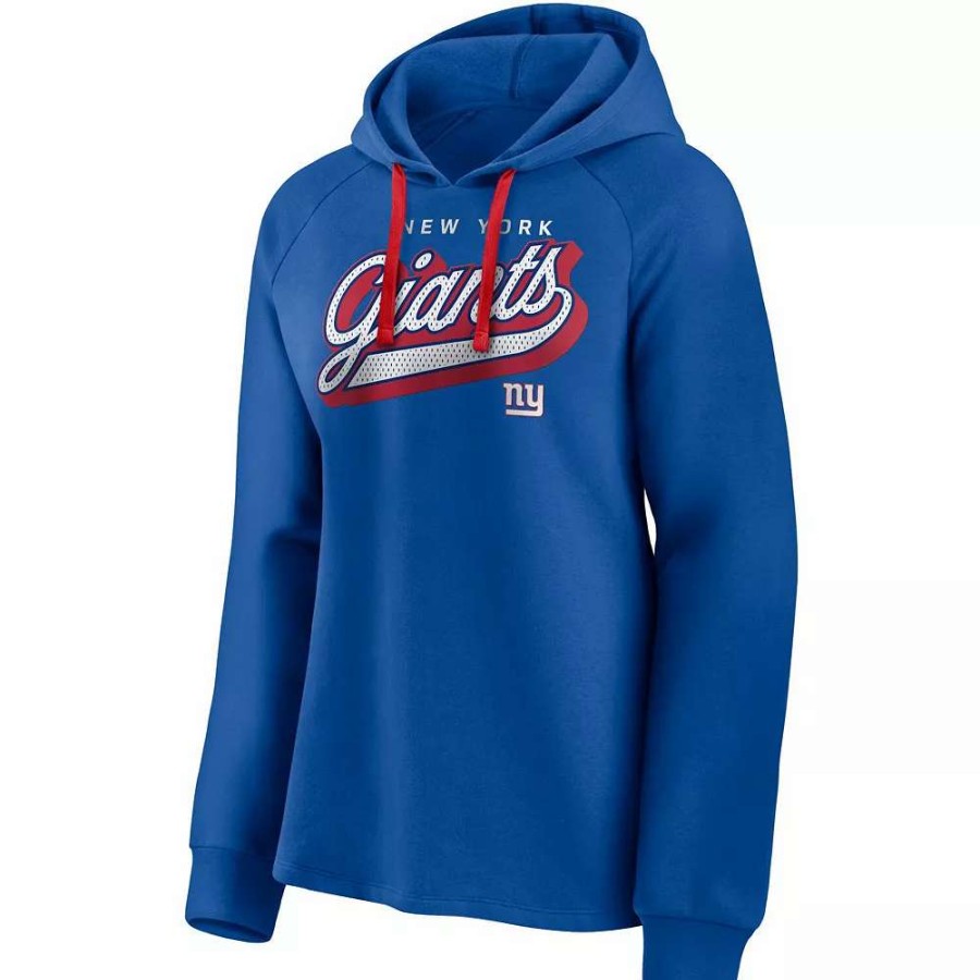 Tops * | Women'S Fanatics Branded Royal/Red New York Giants First Contact Raglan Pullover Hoodie