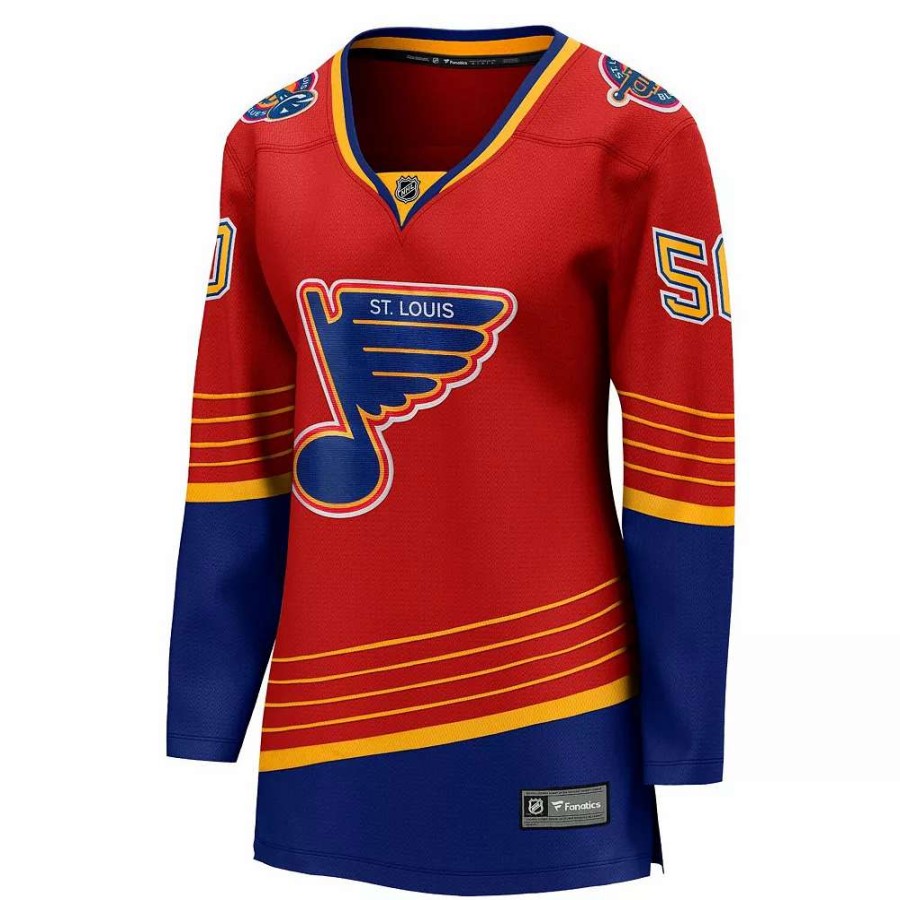 Tops * | Women'S Fanatics Branded Jordan Binnington Red St. Louis Blues 2020/21 Special Edition Breakaway Player Jersey