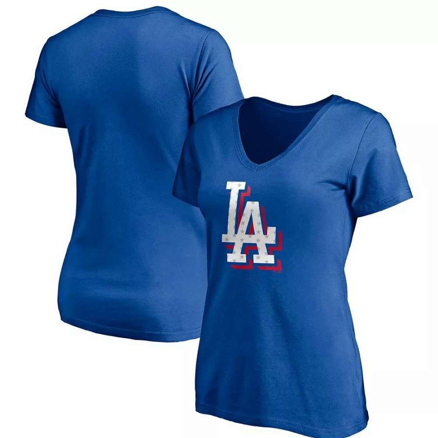 Tops * | Women'S Fanatics Branded Royal Los Angeles Dodgers Red White & Team V-Neck T-Shirt