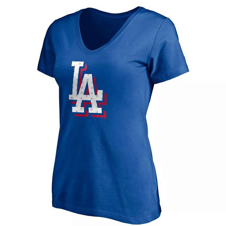 Tops * | Women'S Fanatics Branded Royal Los Angeles Dodgers Red White & Team V-Neck T-Shirt