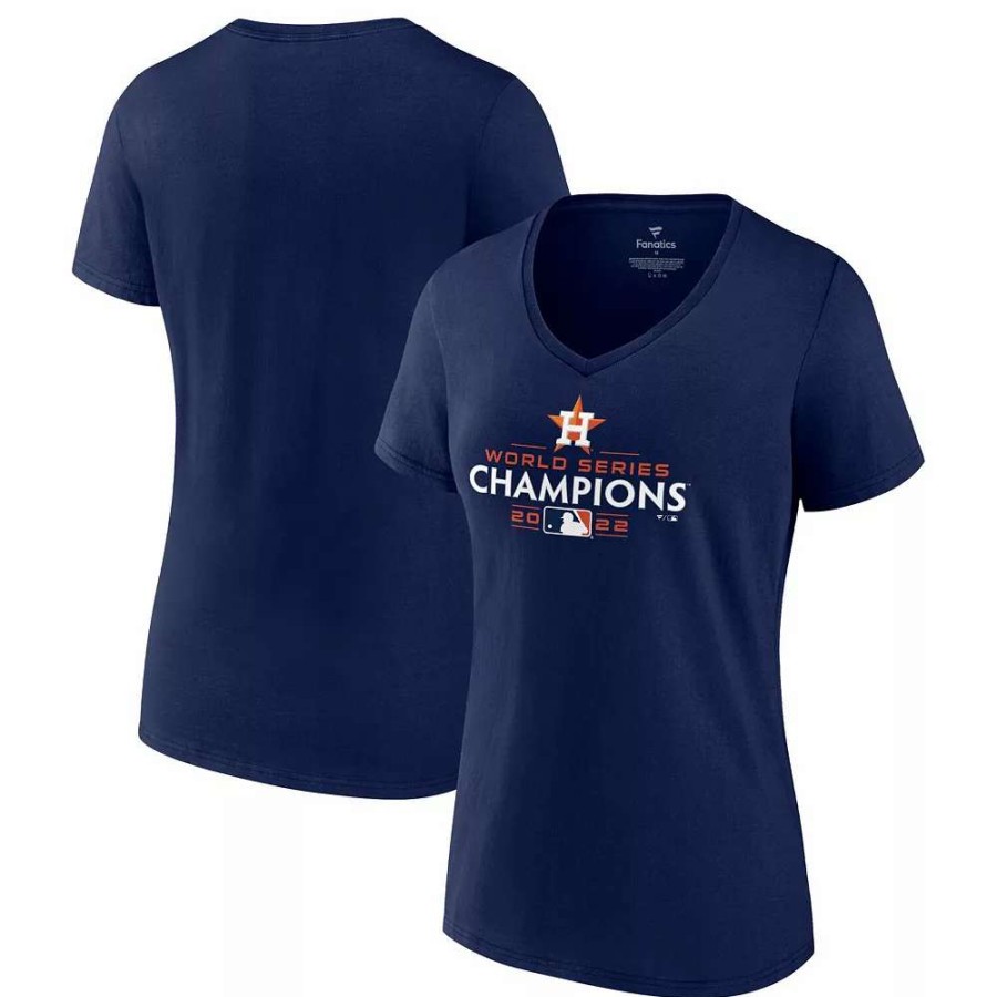 Tops * | Women'S Fanatics Branded Navy Houston Astros 2022 World Series Champions Champions Logo V-Neck T-Shirt