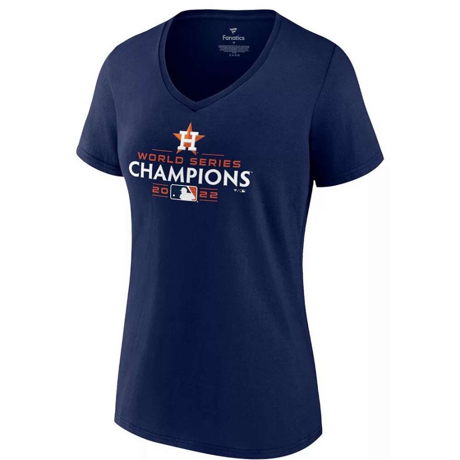 Tops * | Women'S Fanatics Branded Navy Houston Astros 2022 World Series Champions Champions Logo V-Neck T-Shirt