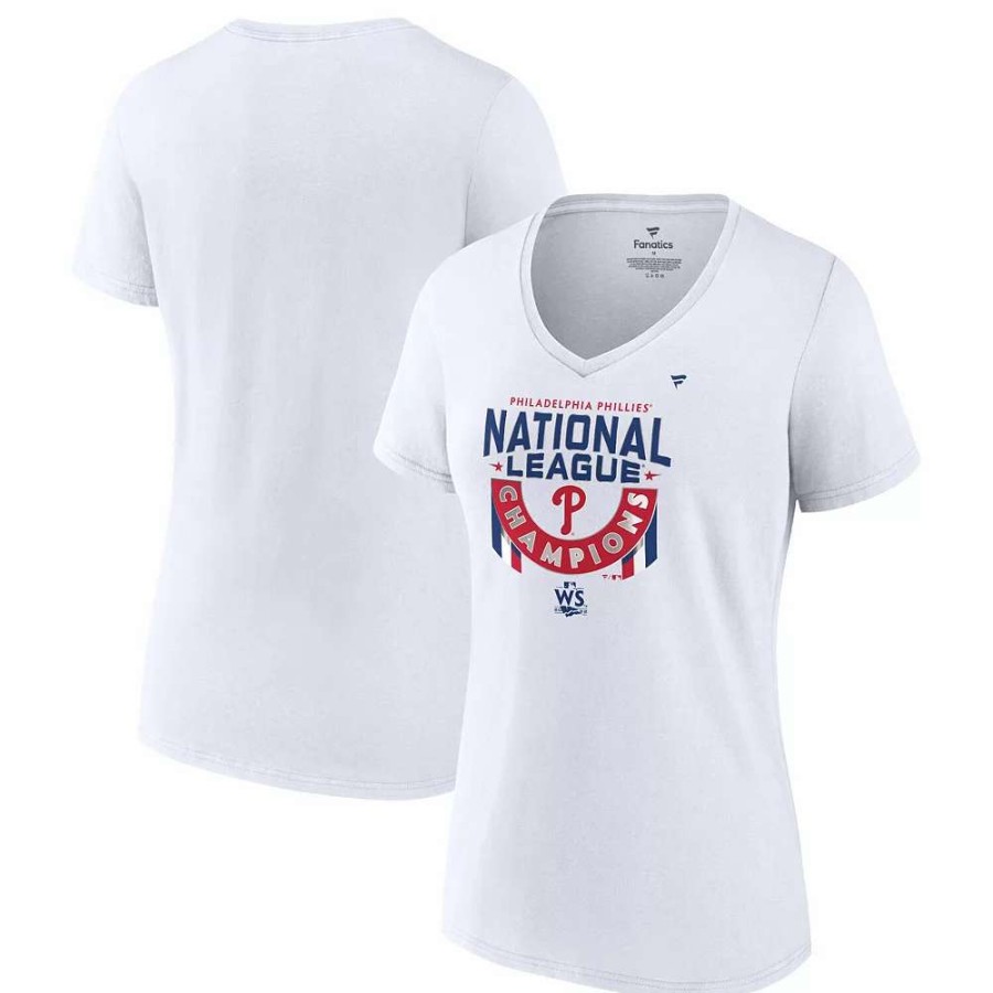 Tops * | Women'S Fanatics Branded White Philadelphia Phillies 2022 National League Champions Locker Room Plus Size V-Neck T-Shirt