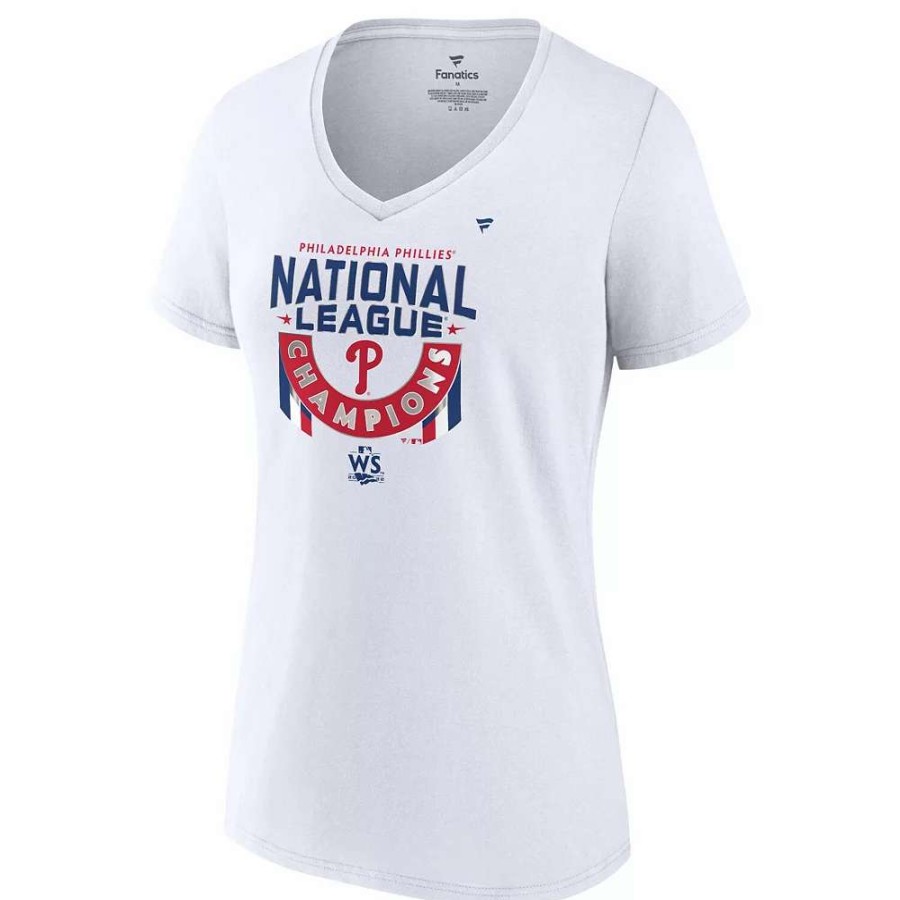 Tops * | Women'S Fanatics Branded White Philadelphia Phillies 2022 National League Champions Locker Room Plus Size V-Neck T-Shirt