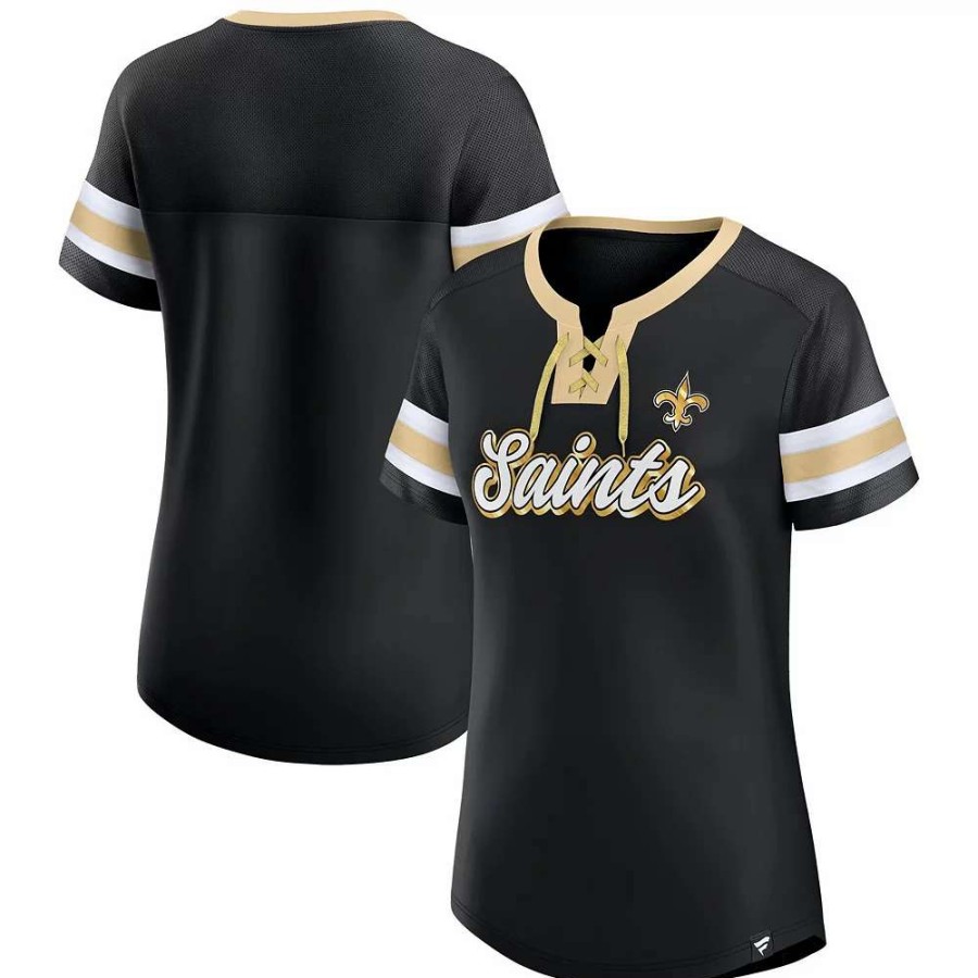 Tops * | Women'S Fanatics Branded Black New Orleans Saints Original State Lace-Up T-Shirt