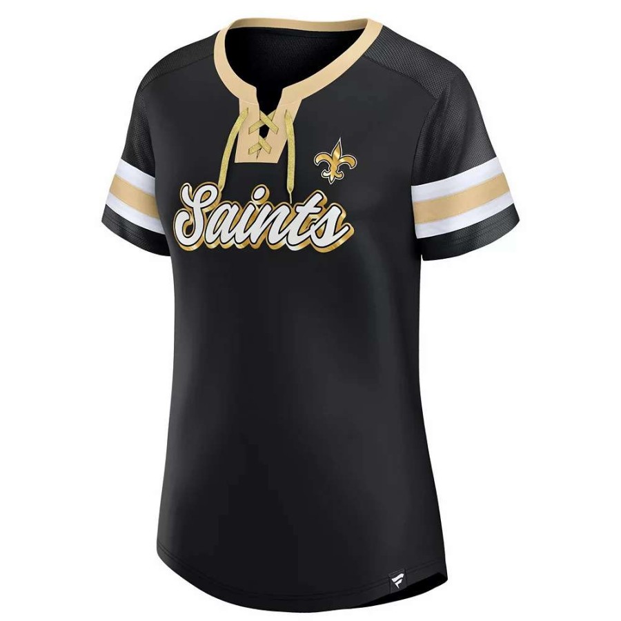 Tops * | Women'S Fanatics Branded Black New Orleans Saints Original State Lace-Up T-Shirt