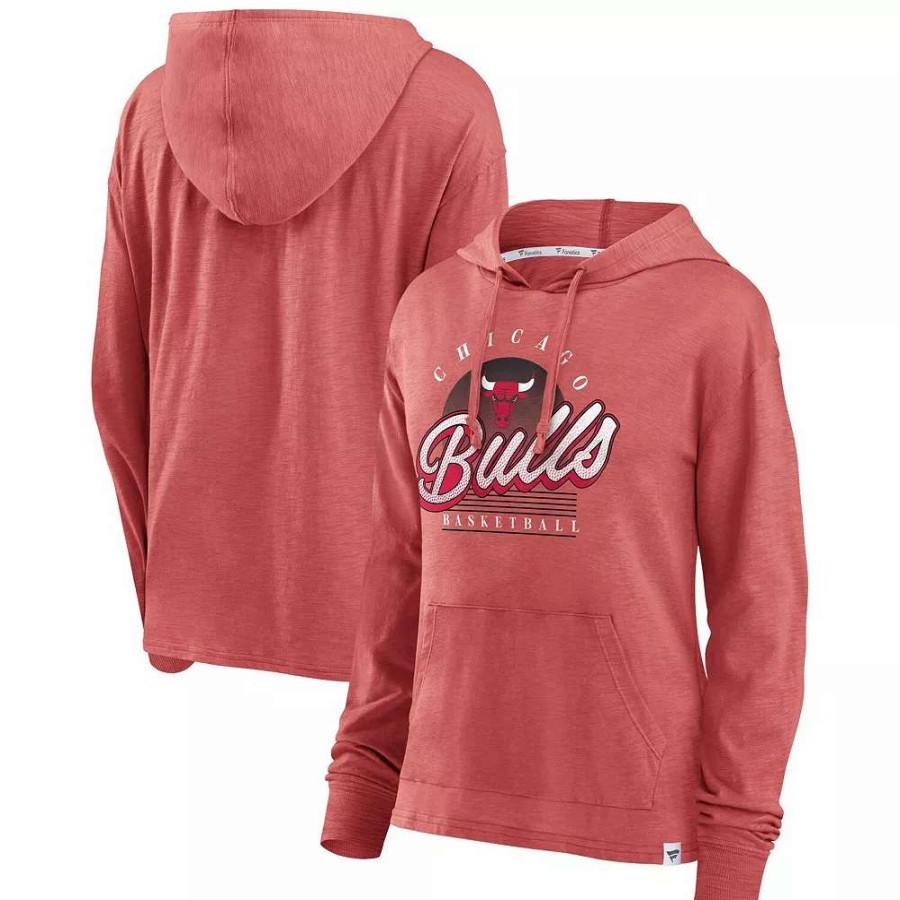 Tops * | Women'S Fanatics Branded Red Chicago Bulls Full Steam Slub Hoodie T-Shirt