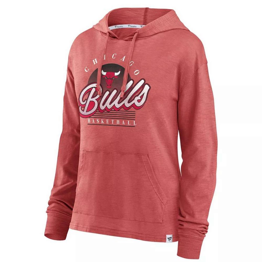 Tops * | Women'S Fanatics Branded Red Chicago Bulls Full Steam Slub Hoodie T-Shirt