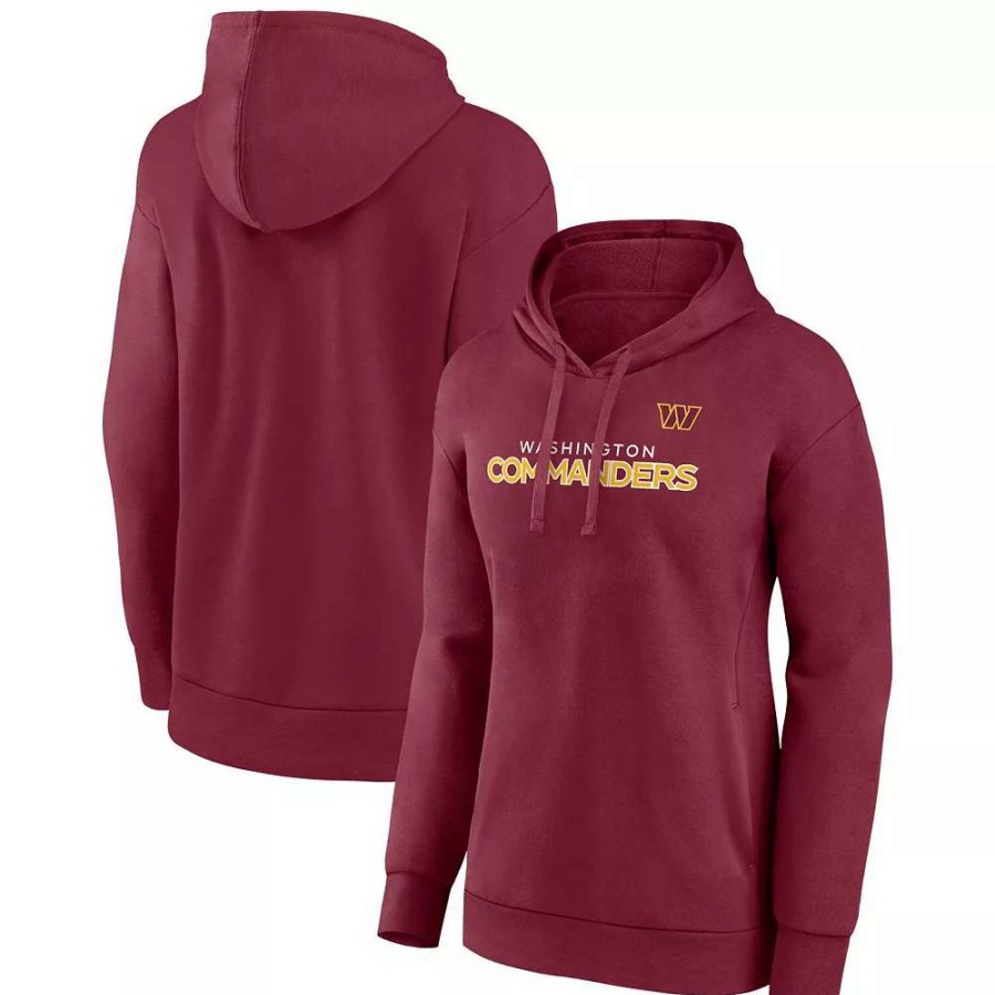 Tops * | Women'S Fanatics Branded Burgundy Washington Commanders Checklist Crossover V-Neck Pullover Hoodie