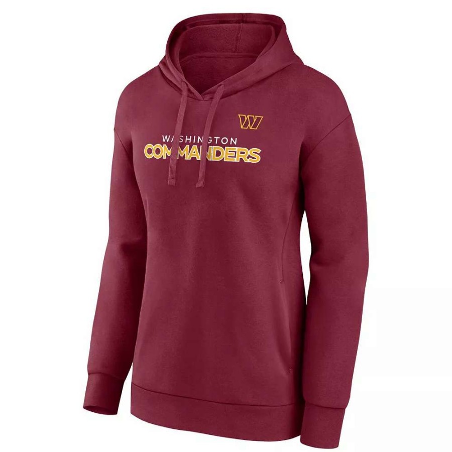 Tops * | Women'S Fanatics Branded Burgundy Washington Commanders Checklist Crossover V-Neck Pullover Hoodie