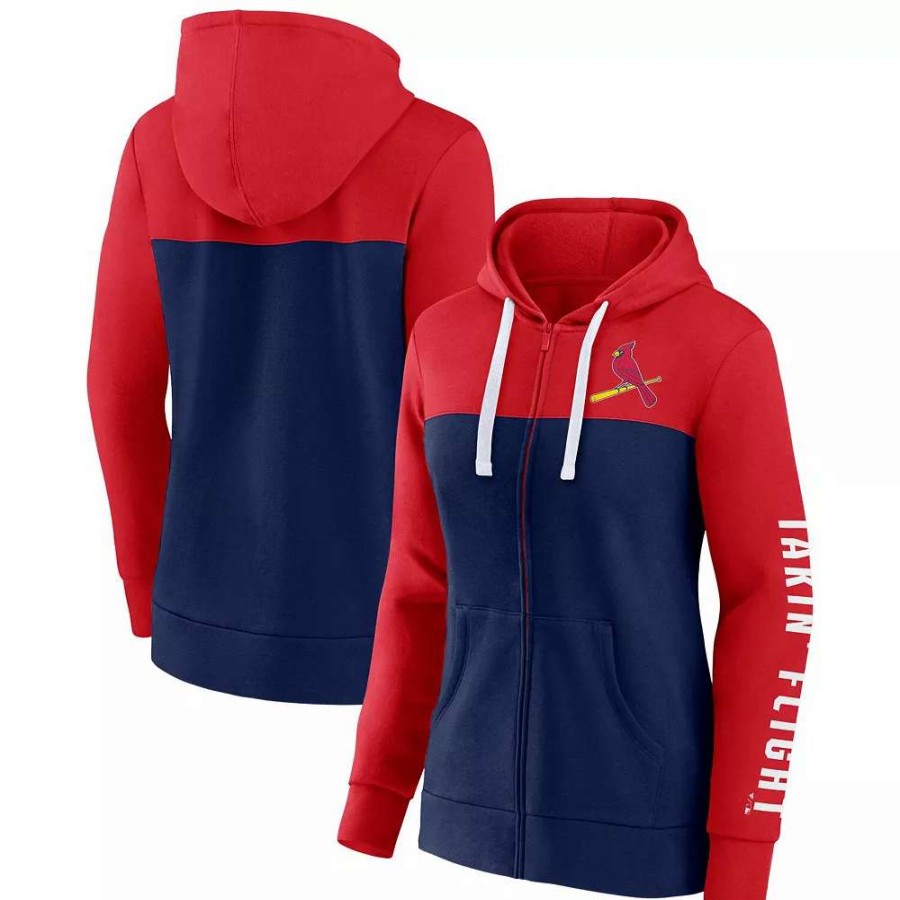 Tops * | Women'S Fanatics Branded Red/Navy St. Louis Cardinals Take The Field Colorblocked Hoodie Full-Zip Jacket