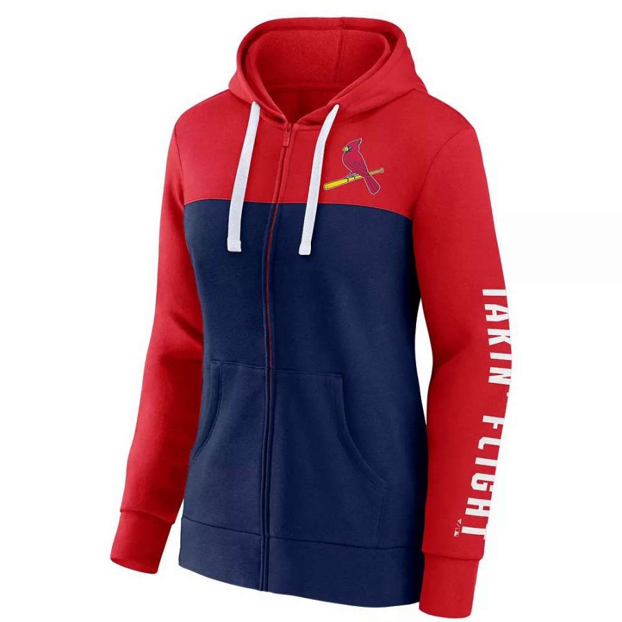 Tops * | Women'S Fanatics Branded Red/Navy St. Louis Cardinals Take The Field Colorblocked Hoodie Full-Zip Jacket