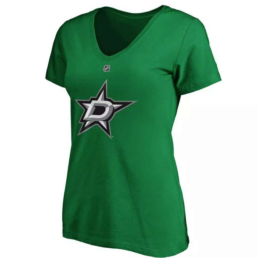 Tops * | Women'S Fanatics Branded Tyler Seguin Kelly Green Dallas Stars Authentic Stack Name & Number V-Neck T-Shirt