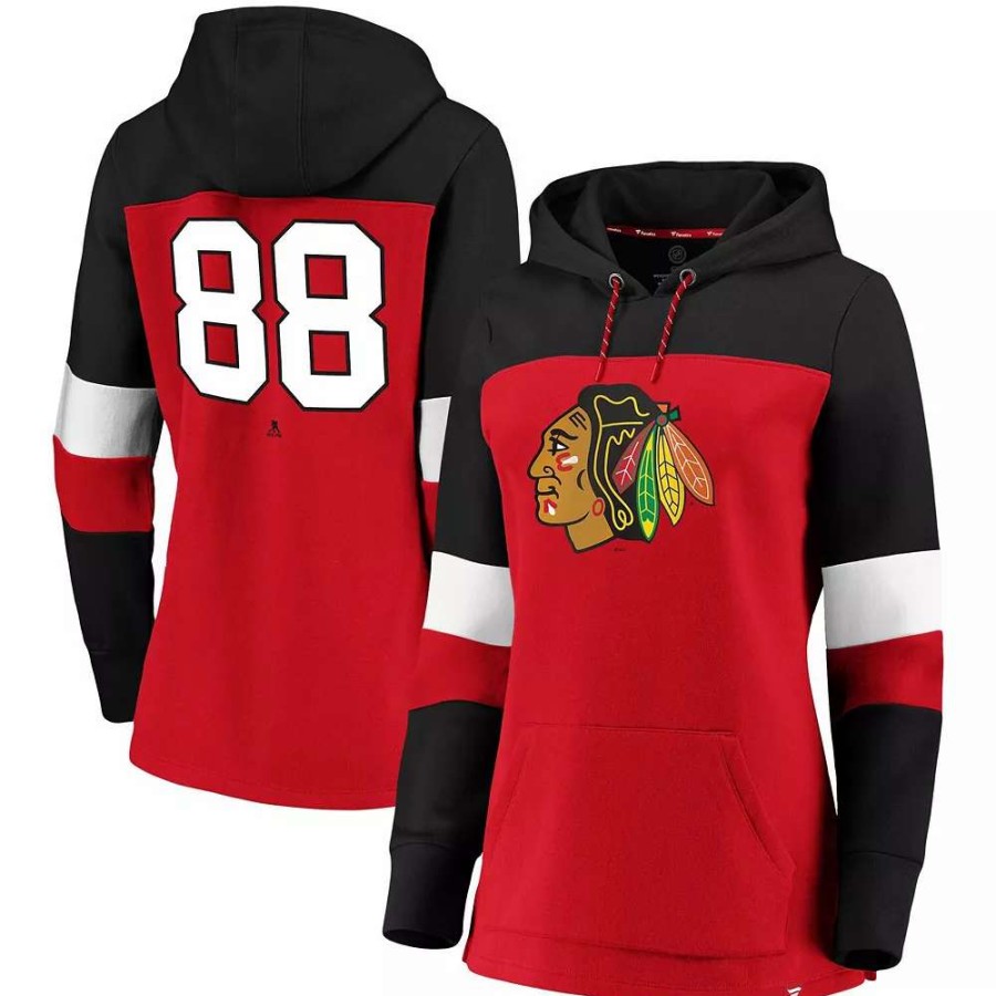 Tops * | Women'S Fanatics Branded Patrick Kane Red/Black Chicago Blackhawks Heavy Block Pullover Hoodie