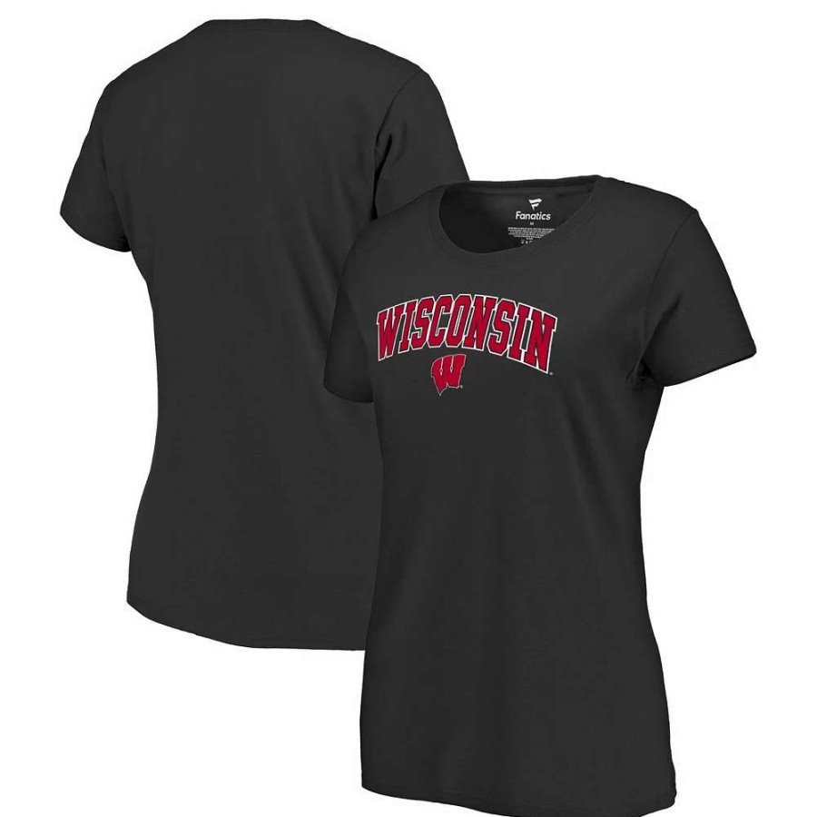 Tops * | Women'S Fanatics Branded Black Wisconsin Badgers Campus T-Shirt