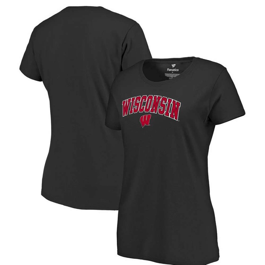 Tops * | Women'S Fanatics Branded Black Wisconsin Badgers Campus T-Shirt