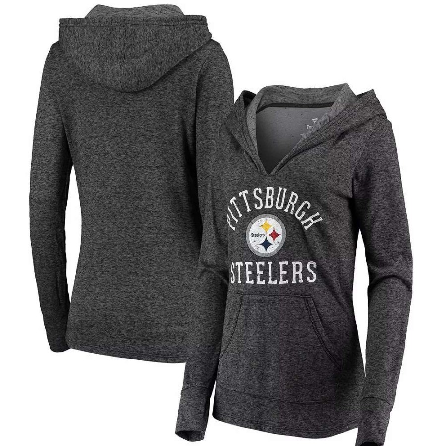 Tops * | Women'S Fanatics Branded Black Pittsburgh Steelers Doubleface Slub Pullover Hoodie