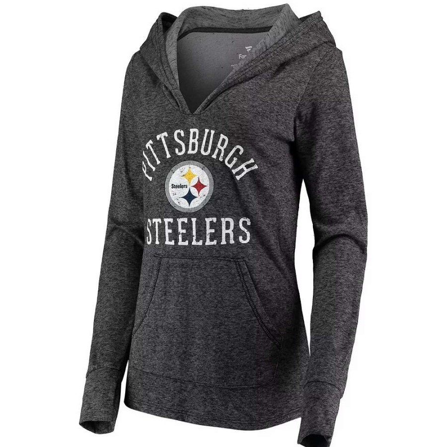 Tops * | Women'S Fanatics Branded Black Pittsburgh Steelers Doubleface Slub Pullover Hoodie