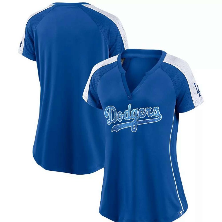 Tops * | Women'S Fanatics Branded Royal/White Los Angeles Dodgers True Classic League Diva Pinstripe Raglan V-Neck T-Shirt