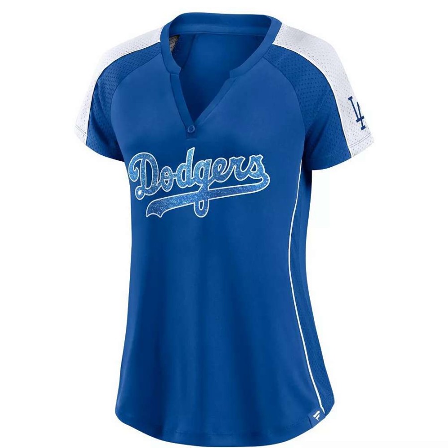 Tops * | Women'S Fanatics Branded Royal/White Los Angeles Dodgers True Classic League Diva Pinstripe Raglan V-Neck T-Shirt