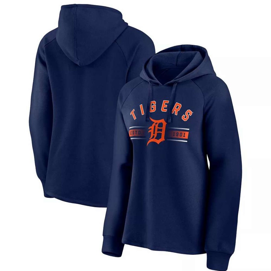 Tops * | Women'S Fanatics Branded Navy Detroit Tigers Perfect Play Raglan Pullover Hoodie