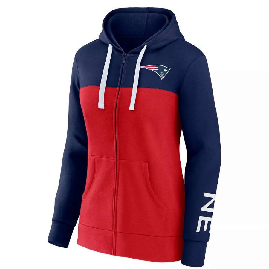 Tops * | Women'S Fanatics Branded Navy/Red New England Patriots Take The Field Color Block Full-Zip Hoodie