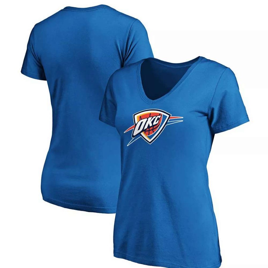 Tops * | Women'S Fanatics Branded Blue Oklahoma City Thunder Primary Logo Team V-Neck T-Shirt