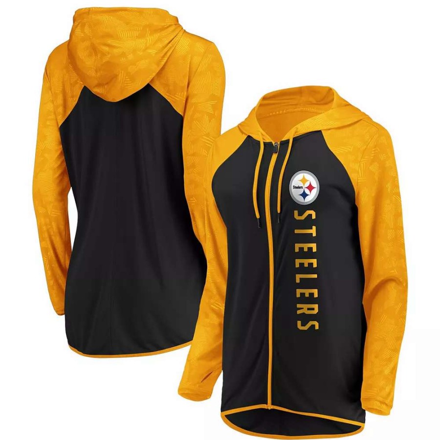 Tops * | Women'S Fanatics Branded Black Pittsburgh Steelers Forever Fan Logo Full-Zip Hoodie