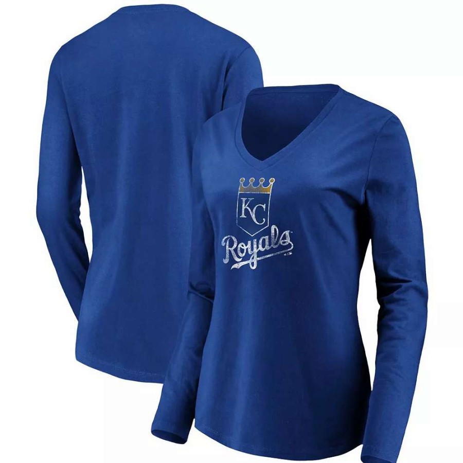 Tops * | Women'S Fanatics Branded Royal Kansas City Royals Core Team Long Sleeve V-Neck T-Shirt