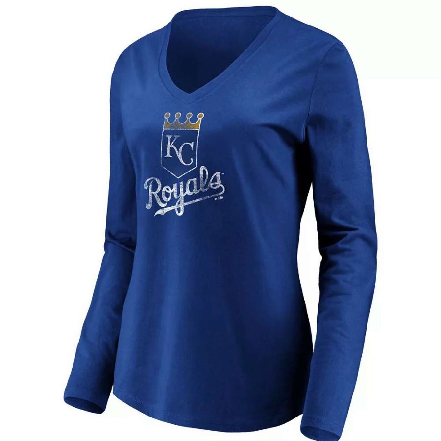 Tops * | Women'S Fanatics Branded Royal Kansas City Royals Core Team Long Sleeve V-Neck T-Shirt