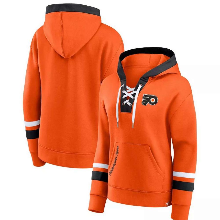 Tops * | Women'S Fanatics Branded Orange Philadelphia Flyers Bombastic Exclusive Lace-Up Pullover Hoodie