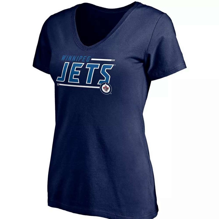 Tops * | Women'S Fanatics Branded Navy Winnipeg Jets Mascot In Bounds V-Neck T-Shirt