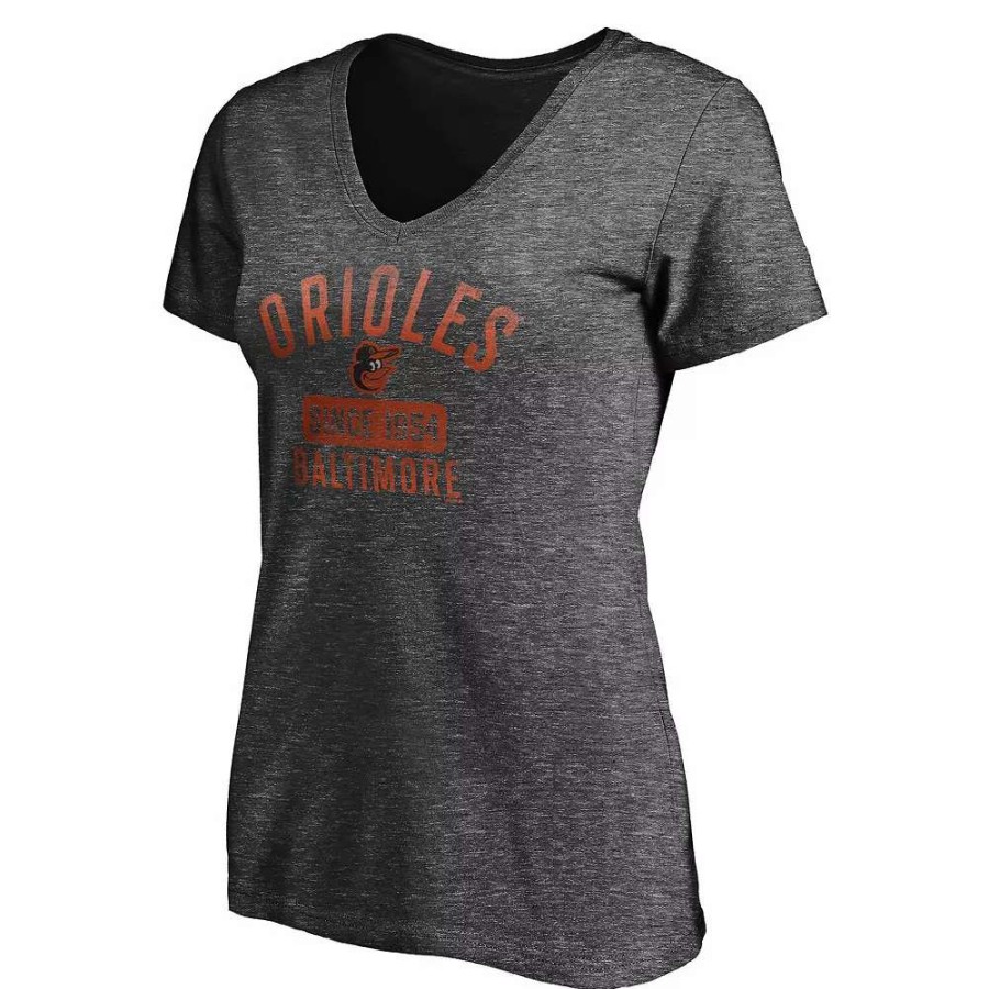 Tops * | Women'S Fanatics Branded Heathered Charcoal Baltimore Orioles Old Time Favorite V-Neck T-Shirt