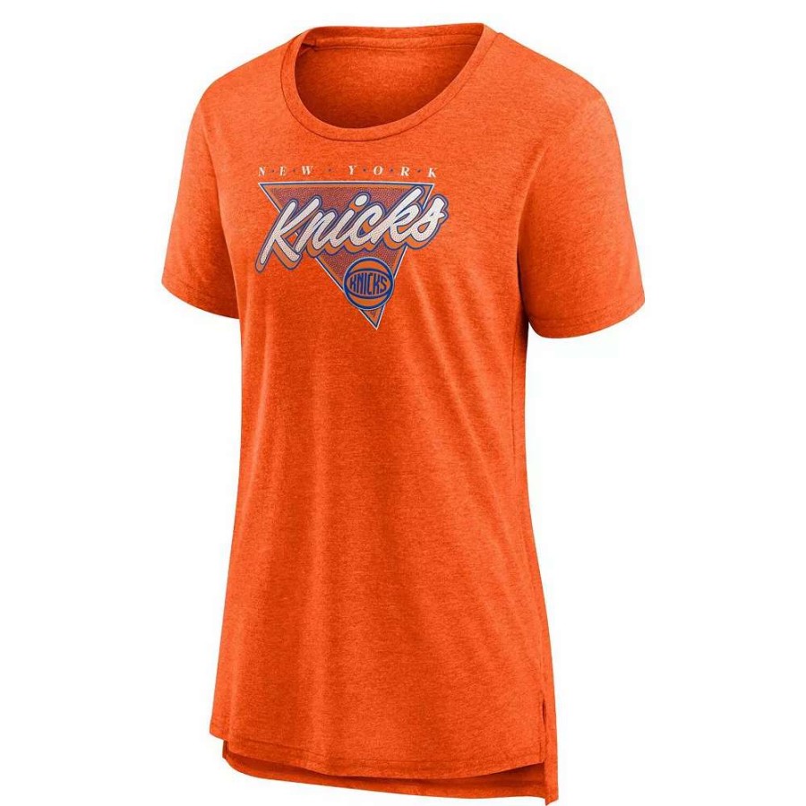 Tops * | Women'S Fanatics Branded Heathered Orange New York Knicks True Classics Tri-Blend T-Shirt