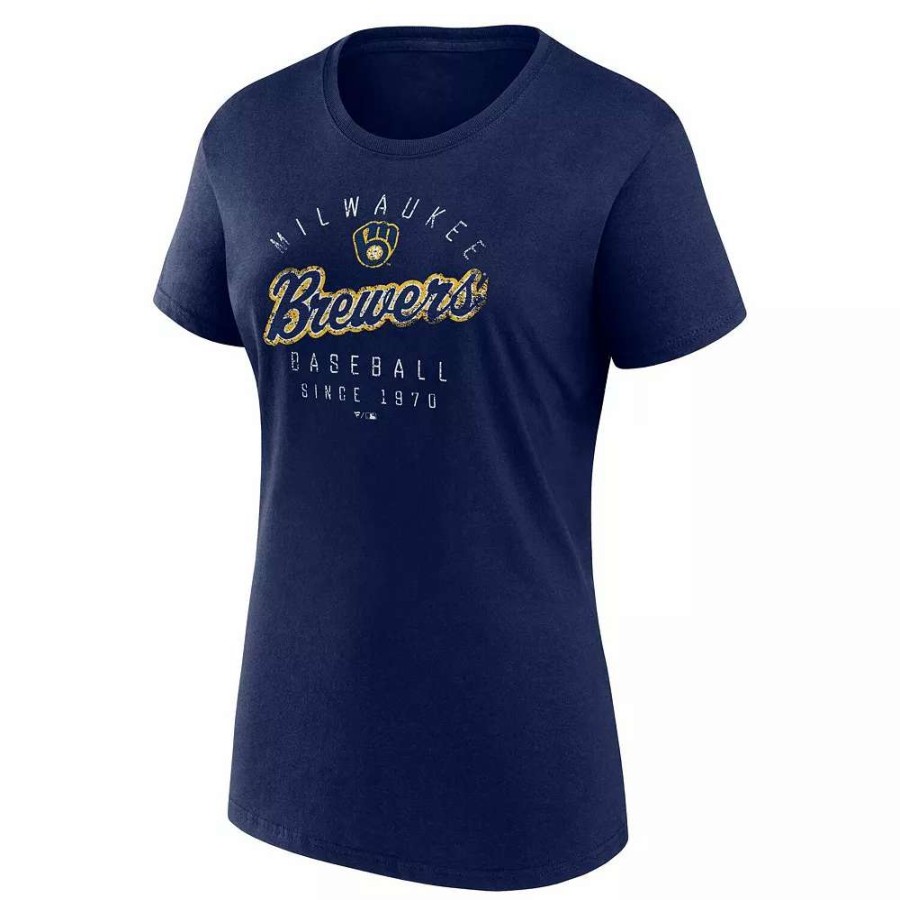 Tops * | Women'S Fanatics Branded Navy Milwaukee Brewers Team Arrival T-Shirt