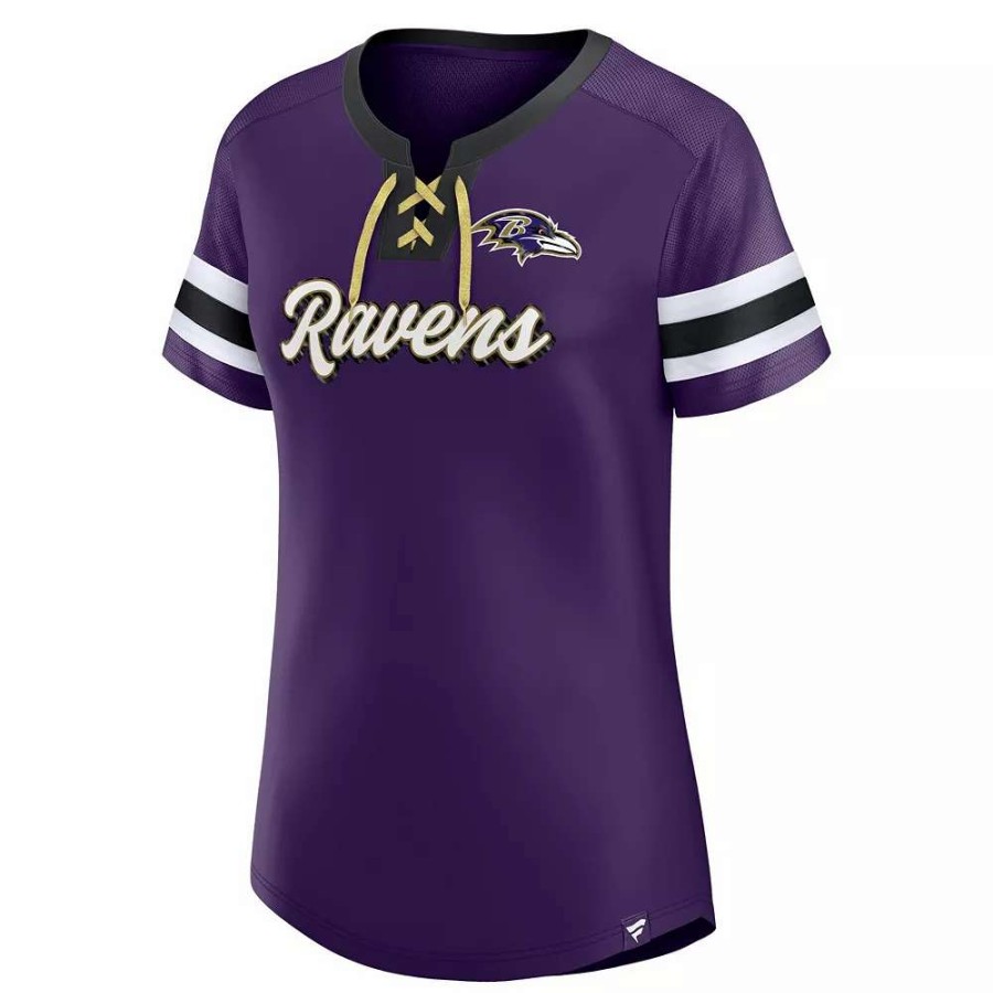 Tops * | Women'S Fanatics Branded Purple Baltimore Ravens Original State Lace-Up T-Shirt