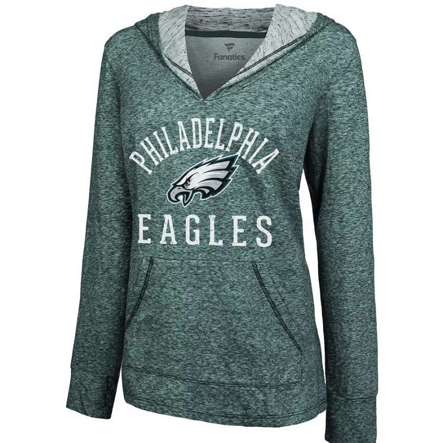 Tops * | Women'S Fanatics Branded Midnight Green Philadelphia Eagles Doubleface Slub Pullover Hoodie