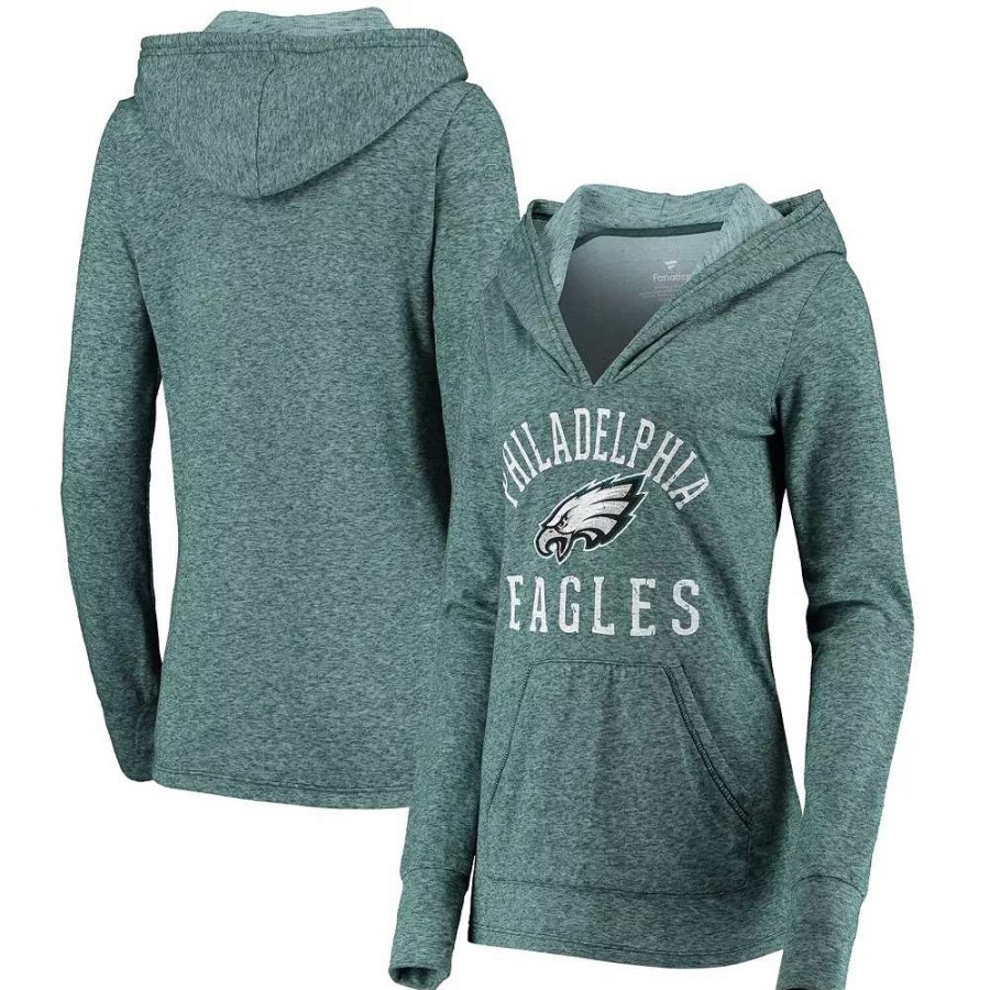 Tops * | Women'S Fanatics Branded Midnight Green Philadelphia Eagles Doubleface Slub Pullover Hoodie