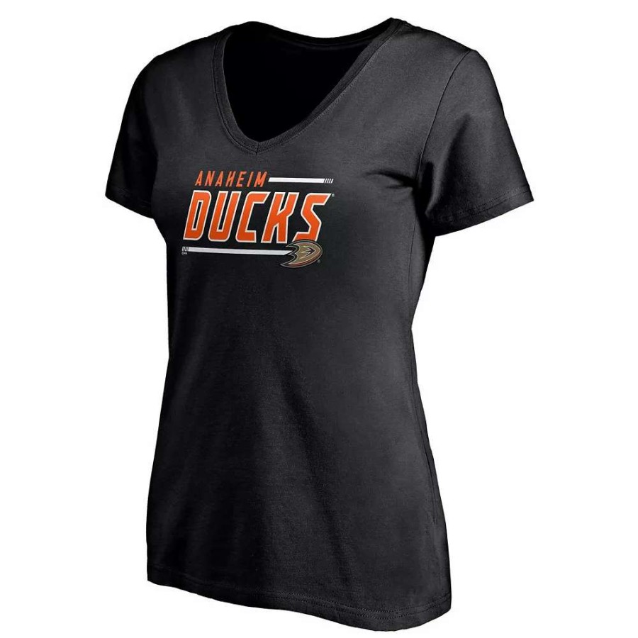 Tops * | Women'S Fanatics Branded Black Anaheim Ducks Plus Size Mascot In Bounds V-Neck T-Shirt