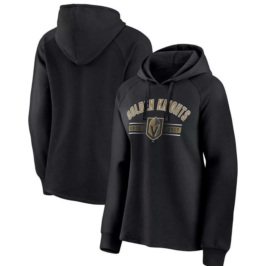 Tops * | Women'S Fanatics Branded Black Vegas Golden Knights Perfect Play Raglan Pullover Hoodie