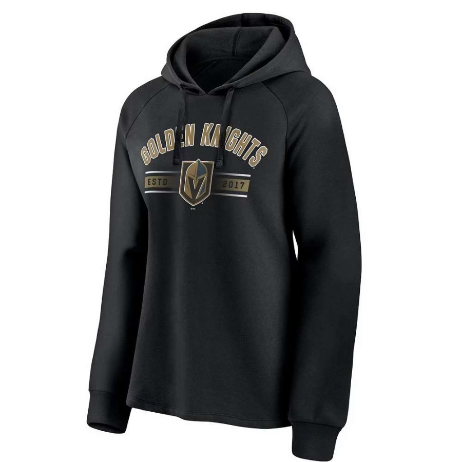 Tops * | Women'S Fanatics Branded Black Vegas Golden Knights Perfect Play Raglan Pullover Hoodie